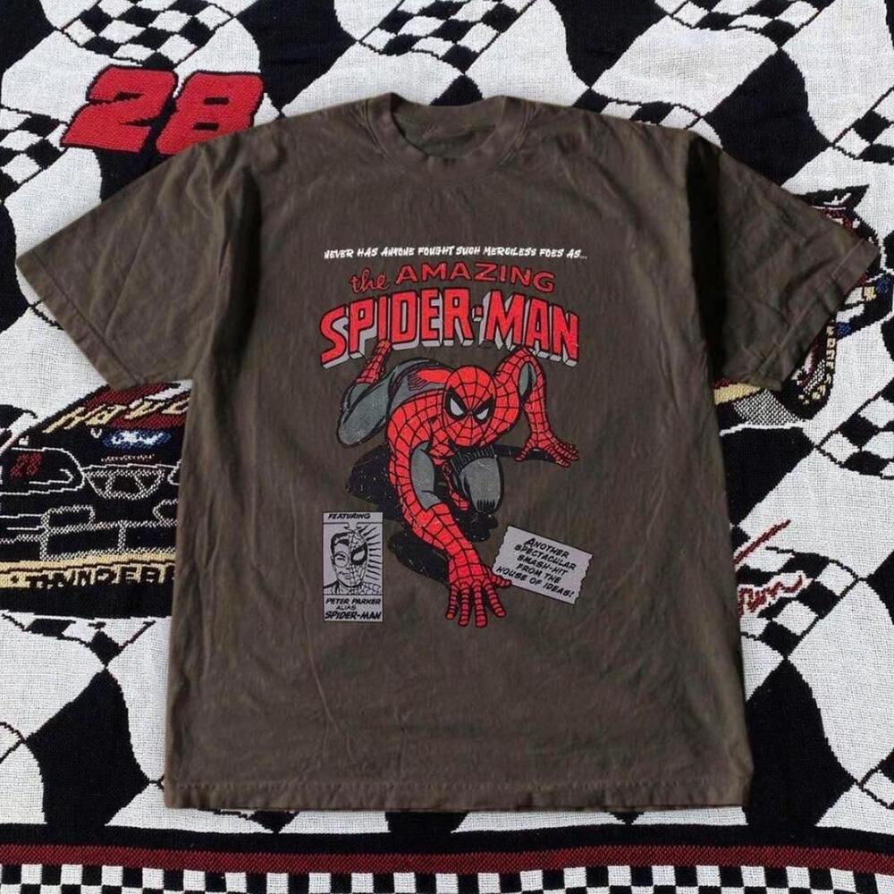 Gildan Brown T Shirt Brown Spider Man Graphic Tee